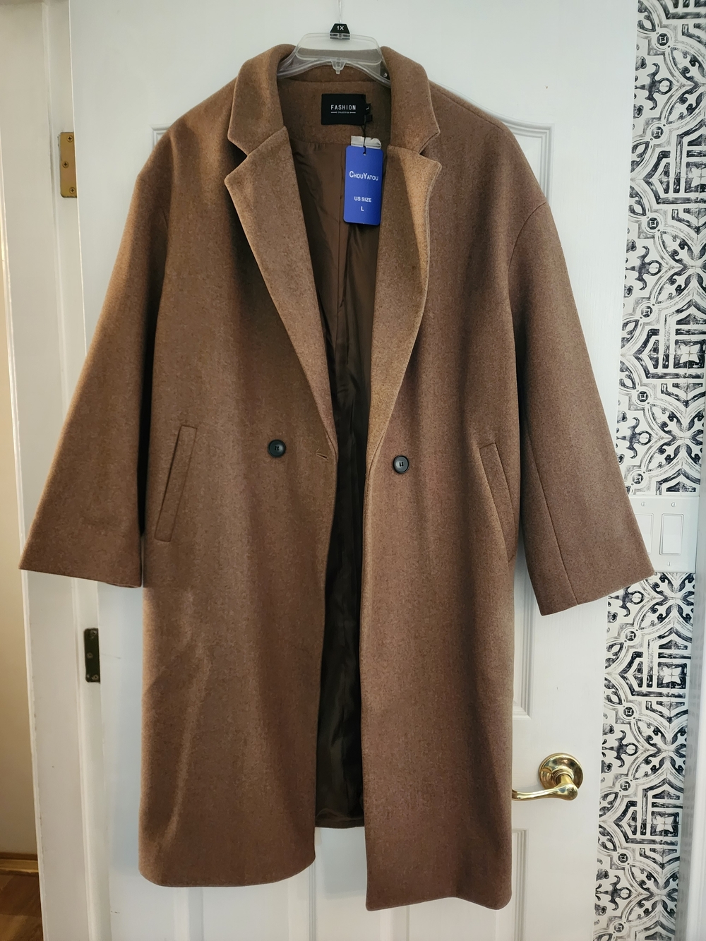 Women's Camel Trench Coat by Fashion Collection - Classic Double-Breasted NWT
